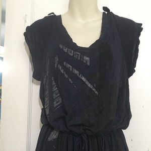 Vintage Y2K Diesel merino wool blue silver lined maxi dress